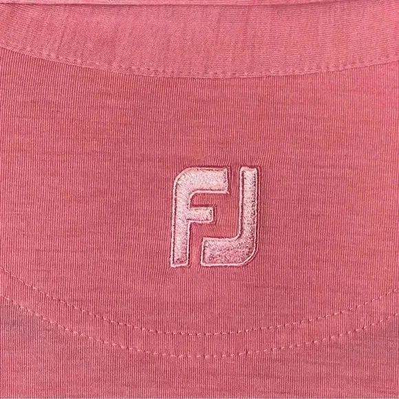 FootJoy Men's Large Short Sleeve Polo Shirt Polyester Spandex FJ Coral Pink GOLF - Picture 5 of 7